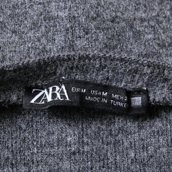 Zara 2 in 1 Crew Neck Cotton Sweater Shirt Gray Women Size M - Picture 8 of 9